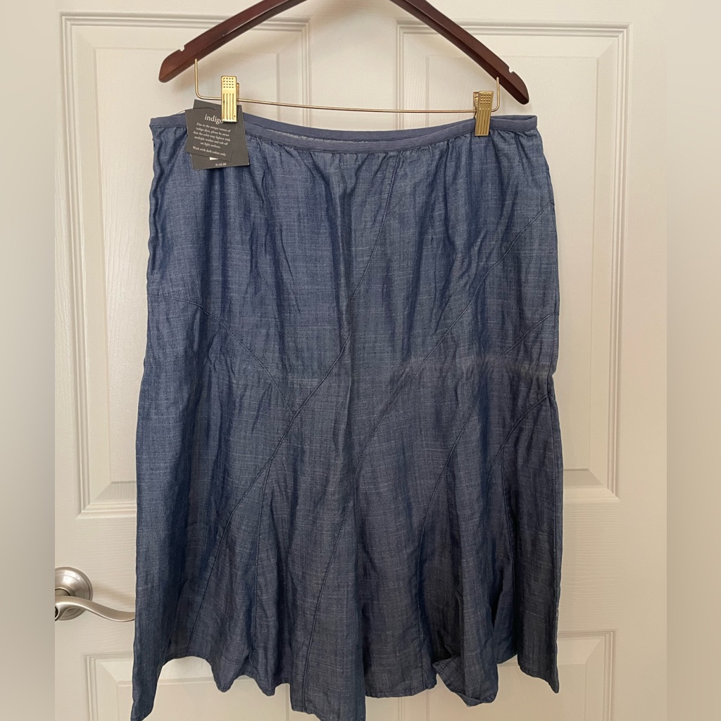 Nwt Indigo Flare Denim Skirt